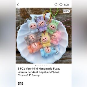 Bundled listing with 8PC very mini Labubu Charms & 6PCs mini Labubu Plush toys